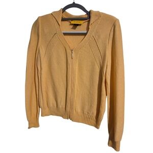 St. John Collection Marie Gray Yellow Zip Up Sweater Size Small